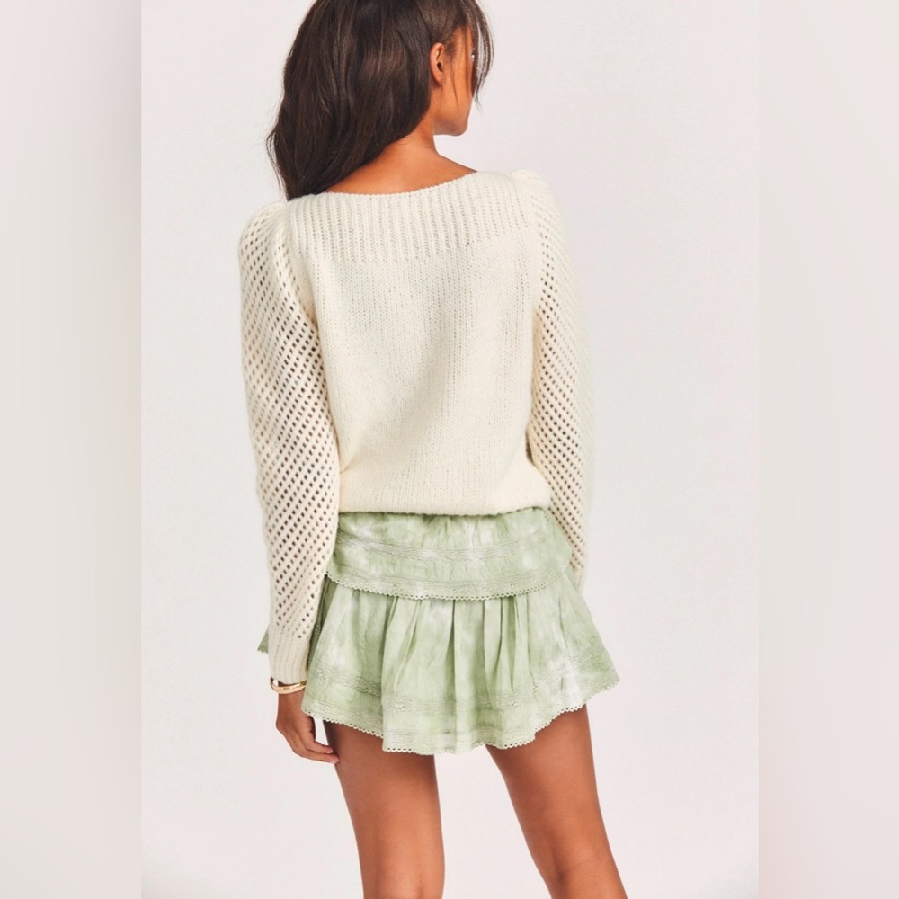LoveShackFancy Rosie Heritage Pullover Sweater Alpaca Merino Wool Knit XS Snow - Picture 2 of 9